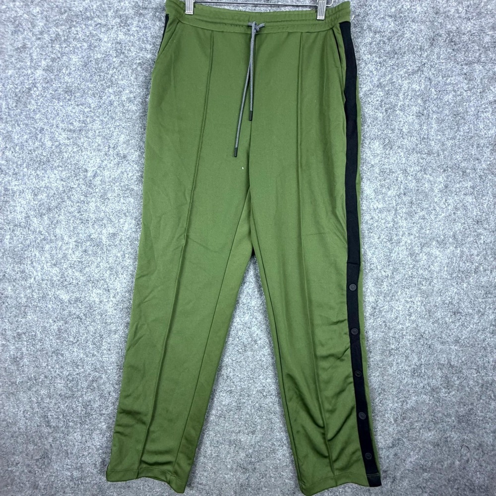Hunter Track Pants Mens Medium Green Seamed Front Drawstring Side Snap Breakaway